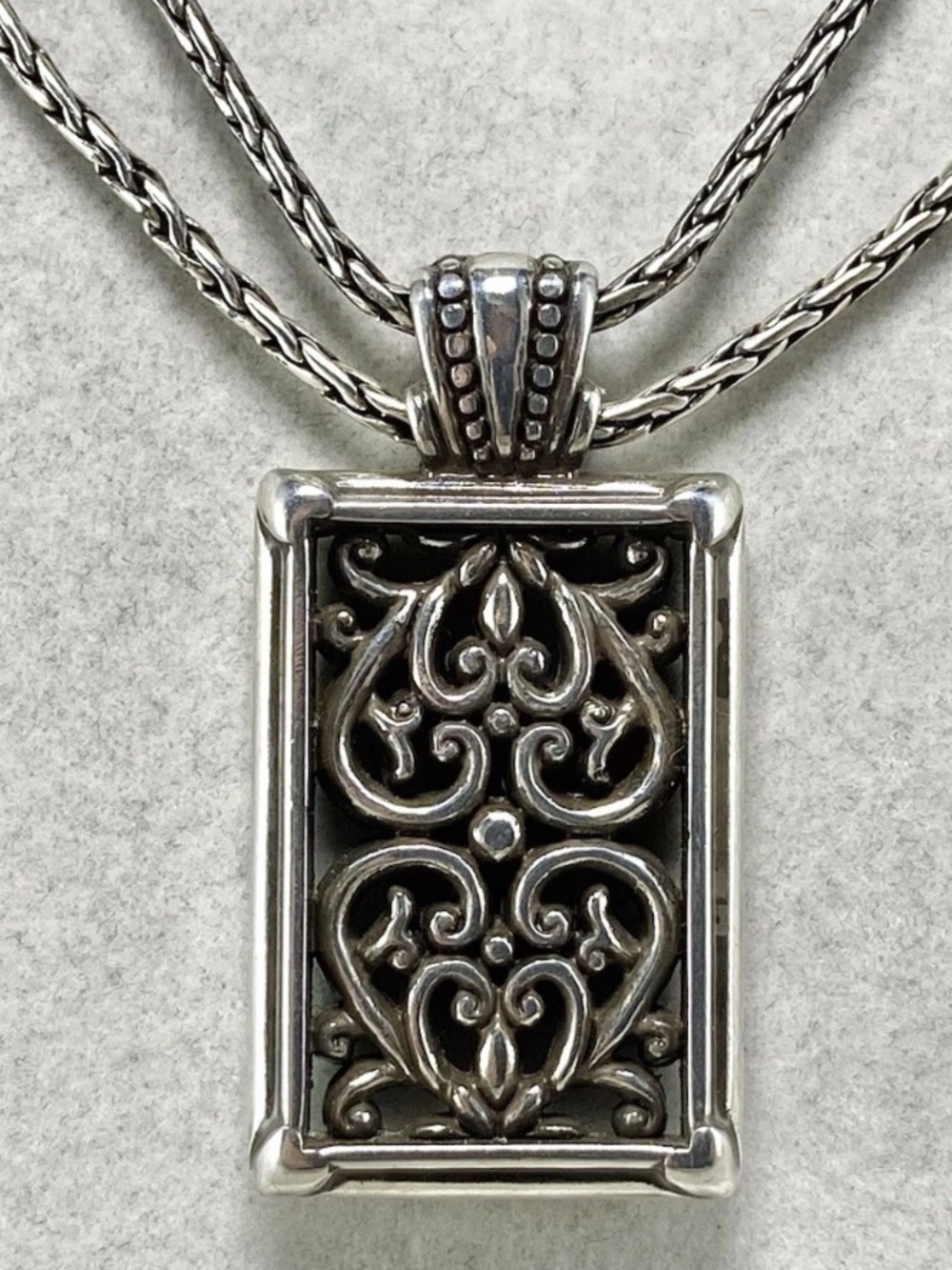 N341 NWOT Brighton silver plated double-strand chain retired pendant necklace - Picture 6 of 12